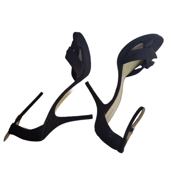 Marc Fisher Prytia Black Platform Heels 10 Twist Front Ankle Strap Stiletto - Picture 7 of 12